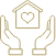 icon of two hands with a building with heart above it